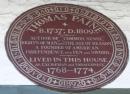 Plaque on Bull House about Thomas Paine